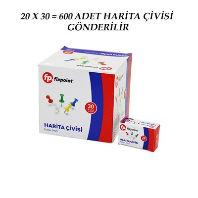 600 ADET HARİTA ÇİVİSİ RENKLİ = 20PCS X 30 (3936)