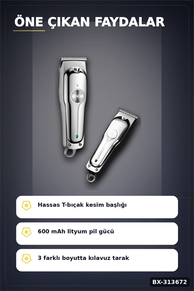 600 Mah Lityum Pil 3 Taraklı Tıraş Makinesi Lazer Epilasyon Öncesi Kısaltma BX-313672
