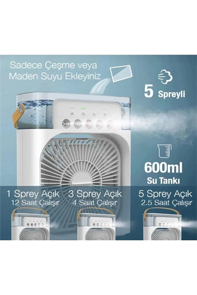 600 Ml Kapasiteli Ultrasonik Hava Nemlendirici ve Aromaterapi Difüzörü, RGB Aydınlatmalı Beyaz Model