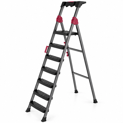 6+1 Basamaklı Metal Merdiven 150kg.taşıma Bx40