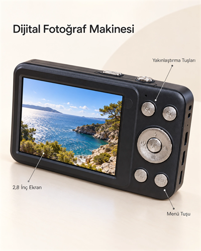 64 GB’a Kadar Hafıza Kartı Destekli Siyah Dijital Fotoğraf Makinesi