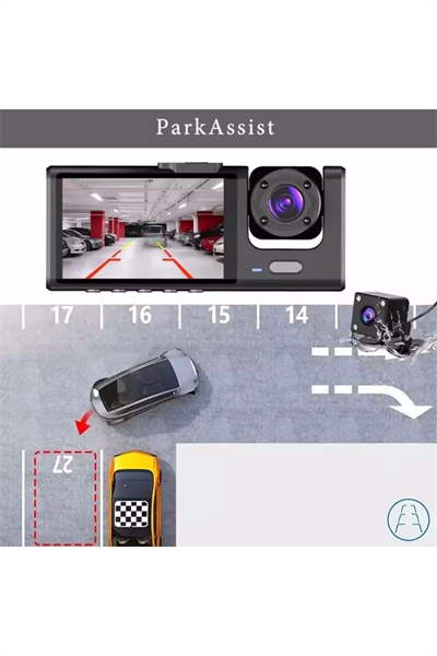 64GB Araç İçi Kamera 3 Kameralı (Yol + Araç İçi+ Arka) FHD Video Kayıt Mikrofonlu Türkçe CC-33
