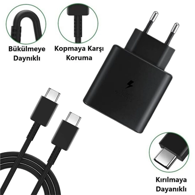 65w Hızlı Şarj Edebilen Type C Uçlu Şarj Aleti Bx40