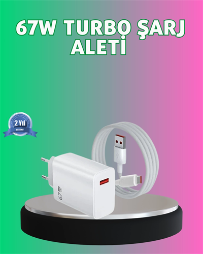 67 Watt Güçlü Turbo Şarj Aleti Samsung Note 10 Note 20 Uyumlu
