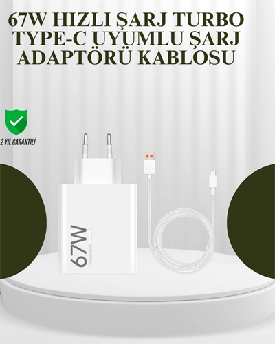 67W Güçlü Şarj Adaptörü ve Turbo Kablo Uzun Ömürlü Dayanıklı Tasarım