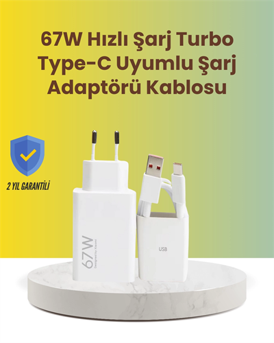 67W Hızlı Şarj Adaptörü ve Veri Aktarım Özellikli Type-C Kablo Seti