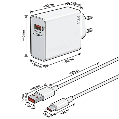 67w Hızlı Şarj Adaptörü Usb To Type-c – Pd Destekli, Akıllı Hızlı Şarj Başlığı, Güvenli Güç Adaptörü Bx40