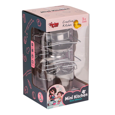 683E Çelik Tencere Tava Raflı 8 Parça