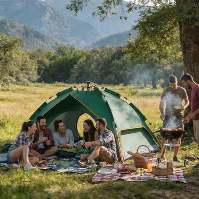 6 kişilik Otomatik Kamp Çadırı – Çift Katmanlı, Suya Dayanıklı, Hızlı Kurulum Outdoor Aile Ve Doğa Çadırı 200x250x150 Cm Bx40