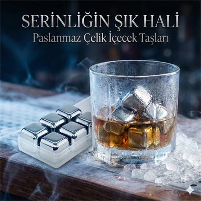 6lı Çelik Metal Kaplama Viski Taşı Soğutma Buz Küpü