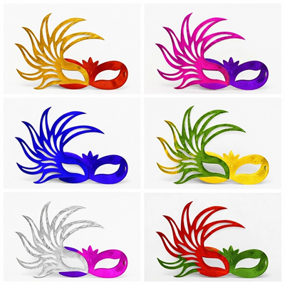 6’lı Çift Renkli Venedik Karton Parti Maskesi Seti