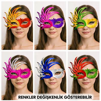 6’lı Çift Renkli Venedik Karton Parti Maskesi Seti