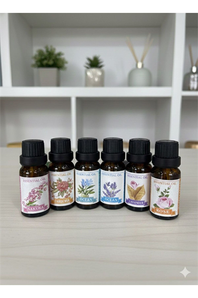 6’lı Esans Yağ Seti – Difüzör, Oda Kokusu, Mum ve Sabun Yapımına Uygun