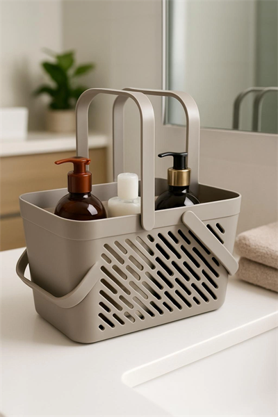 6lı Gri Çok Amaçlı Organizer Sepet Kulplu Mutfak Banyo Saklama Seti