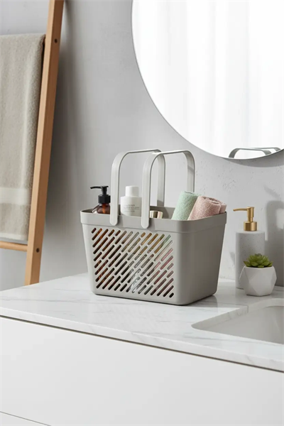 6lı Gri Çok Amaçlı Organizer Sepet Kulplu Mutfak Banyo Saklama Seti