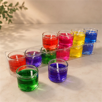 6lı Jel Dekoratif Mum Seti - Karışık Renklerde