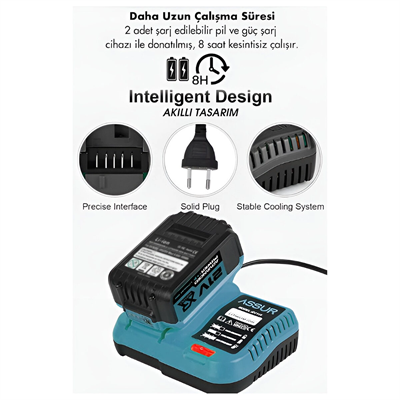 6pcs Usta Elektrikli Alet Seti Şarjlı=21v Spral Taşlama - Hilti - Bağ Makas - Somun Sökme - Darbeli Vidalama - Budama Testere Plastik Çantal Asr-1111 Bx40