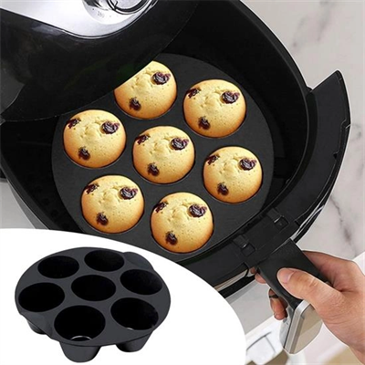 7 Gözlü Silikon Çok Amaçlı Airfryer Muffin Cupcake Kek Ve Çörek Pişirme Kalıbı Bx40