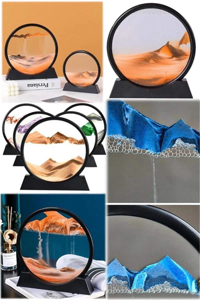 7 Inç Mavi Orta Boy Dekoratif Yuvarlak Şık Kum Tablosu Modern Dekoratif Süs