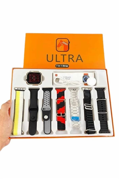 7 Kordonlu Akıllı Saat Plastik Kordon Hasır Kordon Çelik Kordon