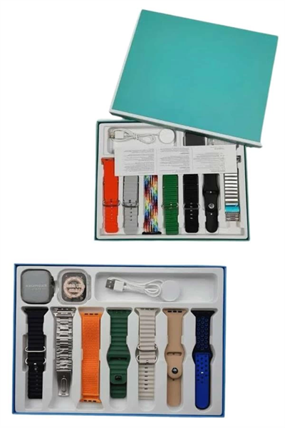 7 Kordonlu Unisex Akıllı Saat Çoklu Kordon Seçeneği Amoled Ekran