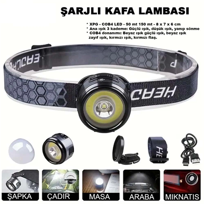 7 Mod Şarjlı Kafa Ve Kamp Lambası  Wt-618