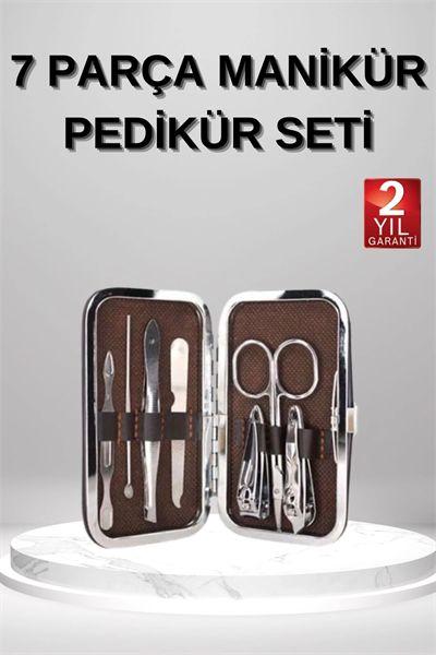 7 Parça Manikür Pedikür Seti El Ayak Bakımı Çantalı Paslanmaz Çelik