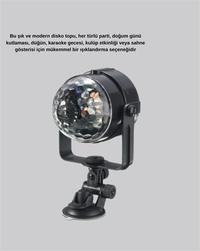 7 Renk Modlu Müzik Sensörlü Disko Topu – LED Işıklı Parti Aydınlatması