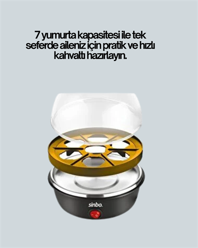 7 Yumurta Kapasiteli Buharlı Yumurta Pişirme Cihazı Sesli Uyarılı