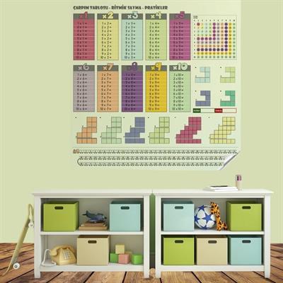 70x70cm Statik İz Bırakmaz Kağıt Renkli Çarpım Tablosu (3936)