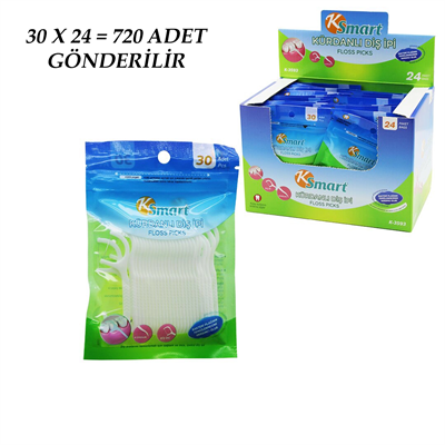 720 Adet Poşetli Kürdanlı Diş İpi = 30pcs X 24 Bx40