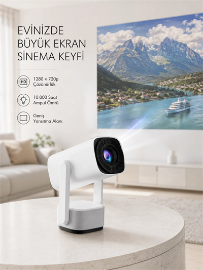 720p HD Projeksiyon Cihazı – Uzun Ömürlü Ampul, Canlı Renkler ve Evde Sinema Keyfi