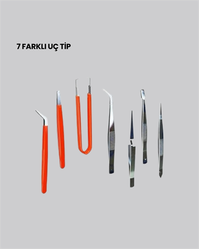 7’li Hassas Uçlu Cımbız Seti Antistatik ESD Kaplamalı Profesyonel