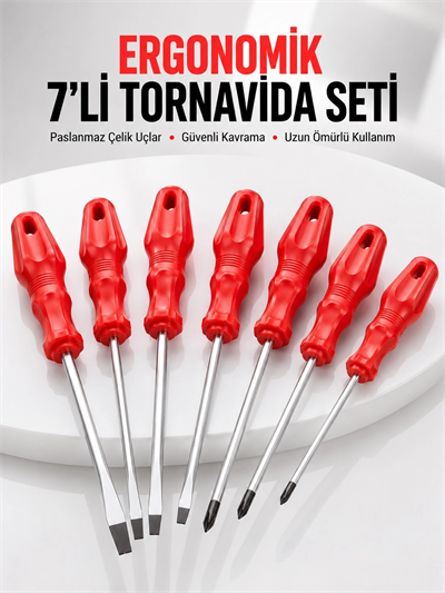 7li Tornavida Seti Düz ve Yıldız Uçlu Çok Amaçlı Kullanım