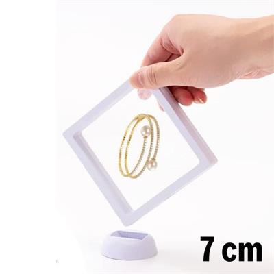 7x7 cm Standlı 3D Takı Ziynet Hatıra Koleksiyon Saklama Kutusu Şeffaf Film Çerçevesi (3936)