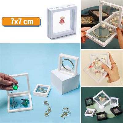 7x7 cm Standlı 3D Takı Ziynet Hatıra Koleksiyon Saklama Kutusu Şeffaf Film Çerçevesi (3936)