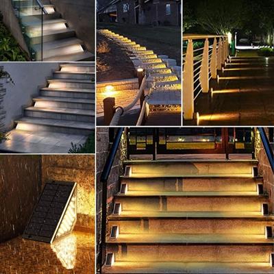 8 Adet Üçgen  Güneş Enerjisi ile Şarj Olan Dış Mekan Solar Basamak Köşe Lambası (3936)