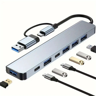 8 İn 1 Usb Çevirici Notebook Macbook Type-c Uyumlu Görüntü Aktarıcı Hub Bx40