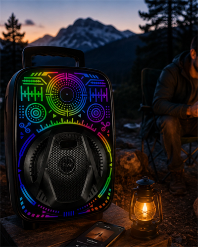 8 İnç Karaoke Hoparlör USB AUX FM Destekli Işıklı Speaker