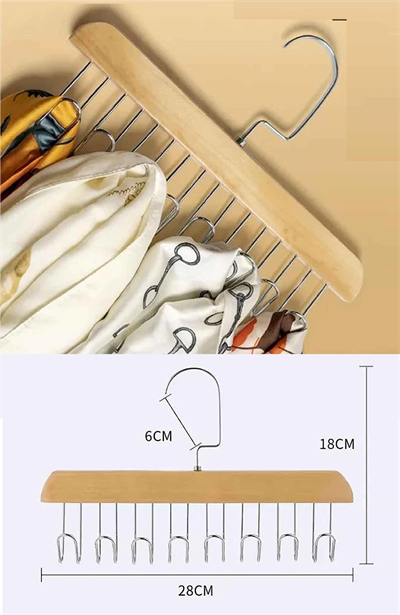 8 Kancalı Askı Çok Fonksiyonlu Ahşap Kemer Kravat Eşarp Dolap Askısı