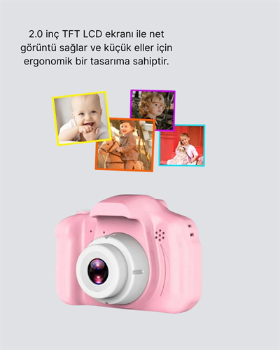 8 Megapiksel Mini Çocuk Kamerası HD Ekranlı Darbeye Dayanıklı ve Şarjlı