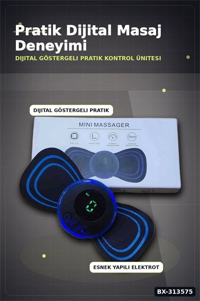 8 Mod 19 Seviyeli LCD Ekranlı EMS Boyun Omuz Sırt Bel Masaj Bandı USB Şarjlı BX-313575
