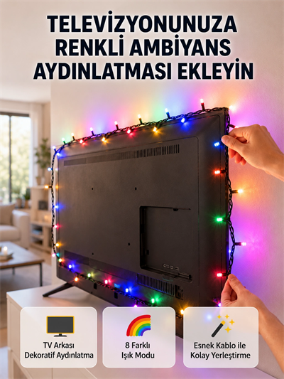 8 Modlu LED Işık Zinciri İç Mekan Dekoratif Aydınlatma Yeni Nesil