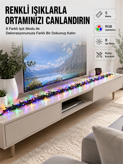 8 Modlu LED Işık Zinciri İç Mekan Dekoratif Aydınlatma