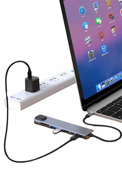 8 Port Çoklayıcı Macbook Ile Uyumlu Çoğaltıcı Type-C dönüştürücü TF SD kart