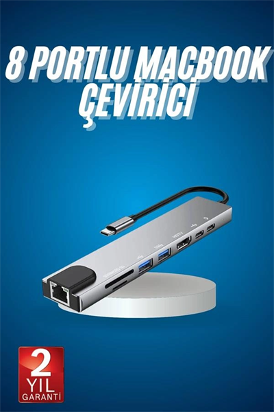 8 Port Çoklayıcı Macbook Ile Uyumlu Çoğaltıcı Type-C dönüştürücü TF SD kart