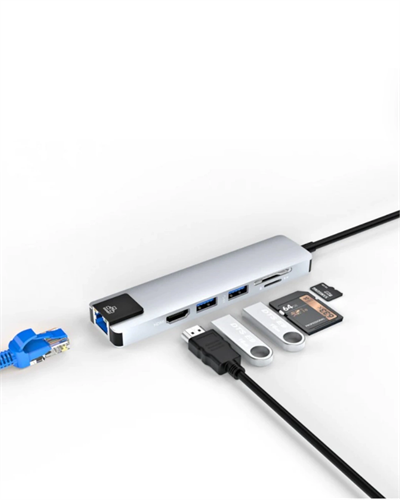 8 Port Type C Hub USB HDMI RJ45 SD TF Kart Okuyucu Çoklayıcı