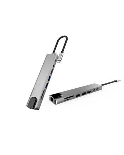 8 Port Type C Hub USB HDMI RJ45 SD TF Kart Okuyucu Çoklayıcı
