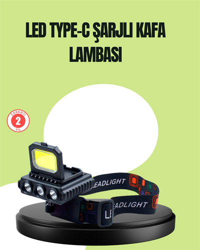 800 Lumen Çok Fonksiyonlu LED Kafa Lambası Type C Şarjlı