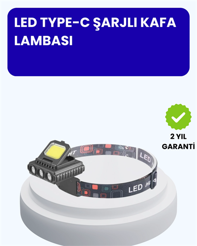 800 Lumen LED Kafa Lambası COB ve XPE Led Type C Şarjlı Ayarlanabilir